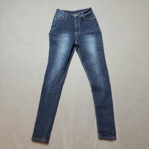 Bob High Waist Dark Wash Faded Skinny Jeans Size 34
